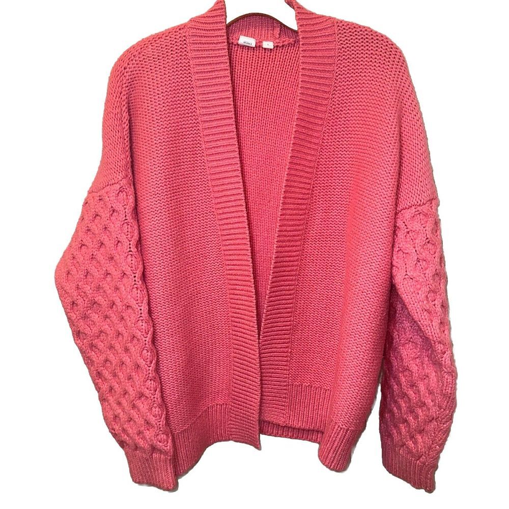 GAP Pink Open-Front Chunky Knit Cardigan